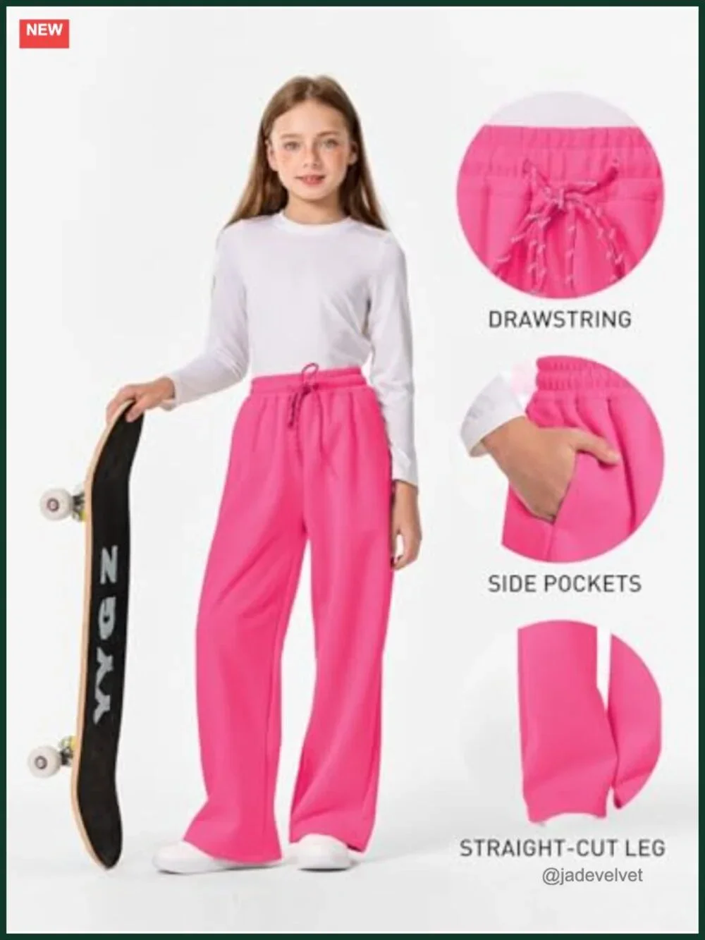 Girls Cotton Blend Sweatpants Straight Leg Drawstring Athletic Track Pants